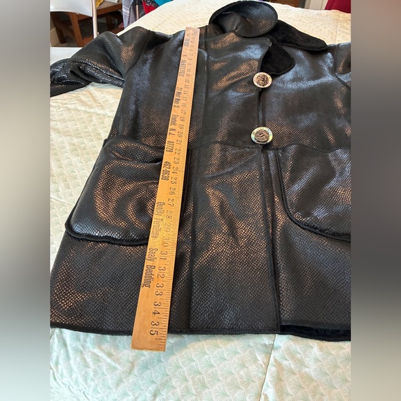 Vintage 90s Fendi Pellicce Moda Pronto Black Oversized Shearling Coat Size 38 M - Picture 14 of 17